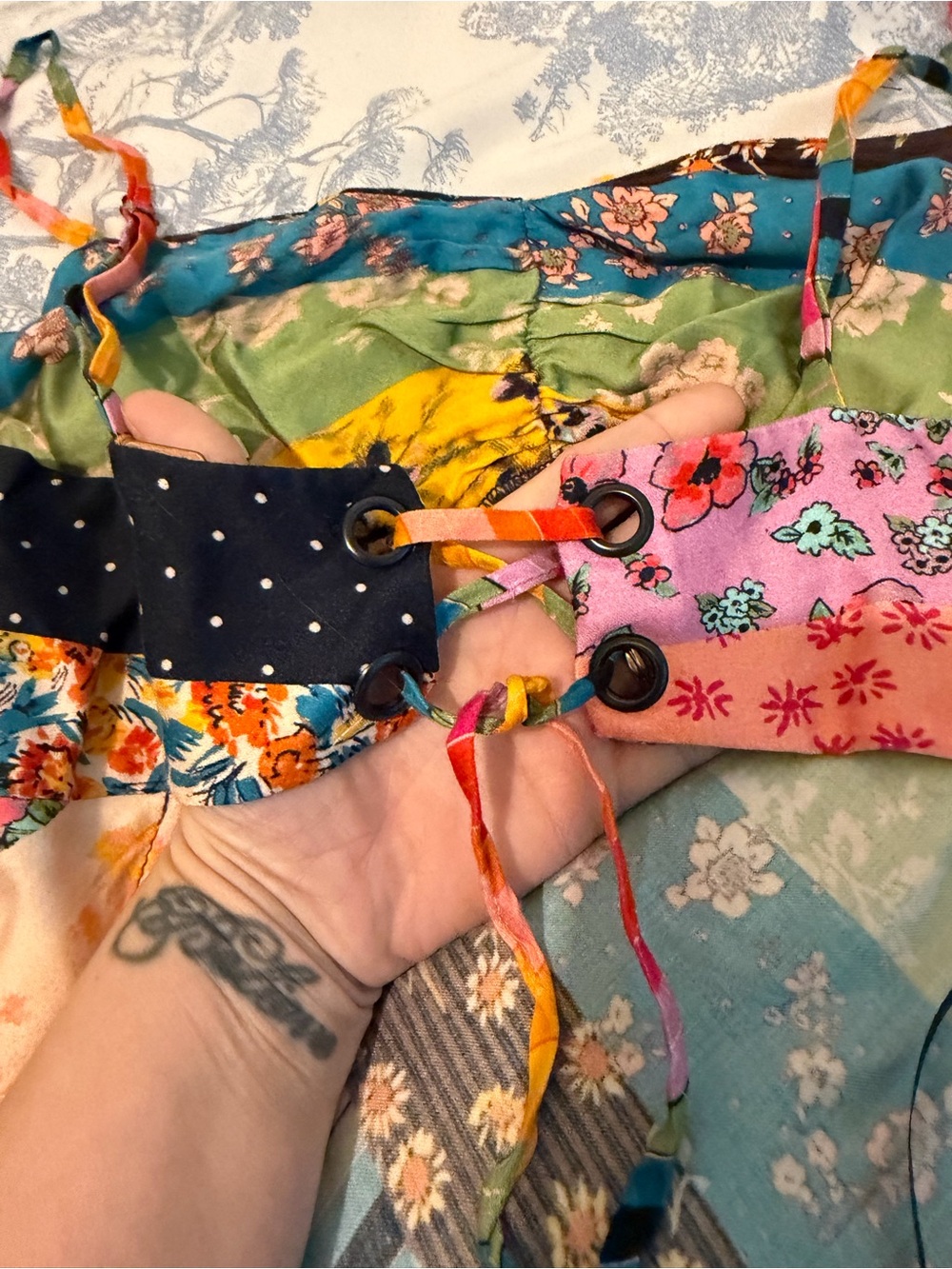 Offer $230 *UNICORN* Free People Patchwork Floral Slip Dress *HARD TO FIND* - Picture 10 of 13
